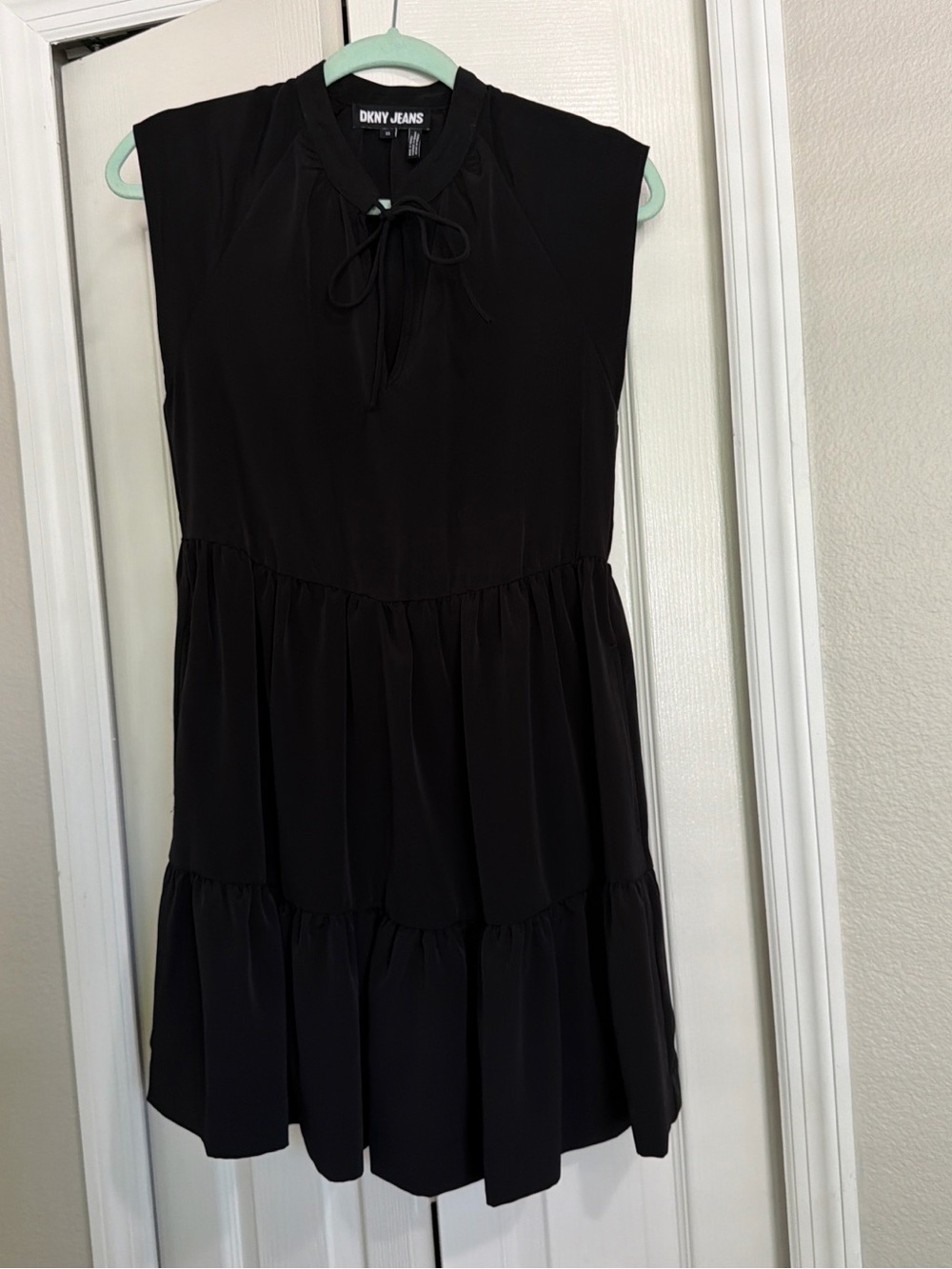 DKNY Black Tie-Neck Sleeveless Dress